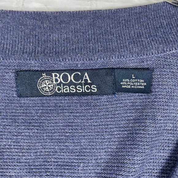 Boca Classics Blue V-Neck Cardigan Sweater Size Large - Picture 2 of 7